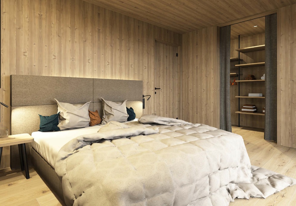 Bett, Schlafzimmer, Schrankraum - - Apartments & Chalet Selm